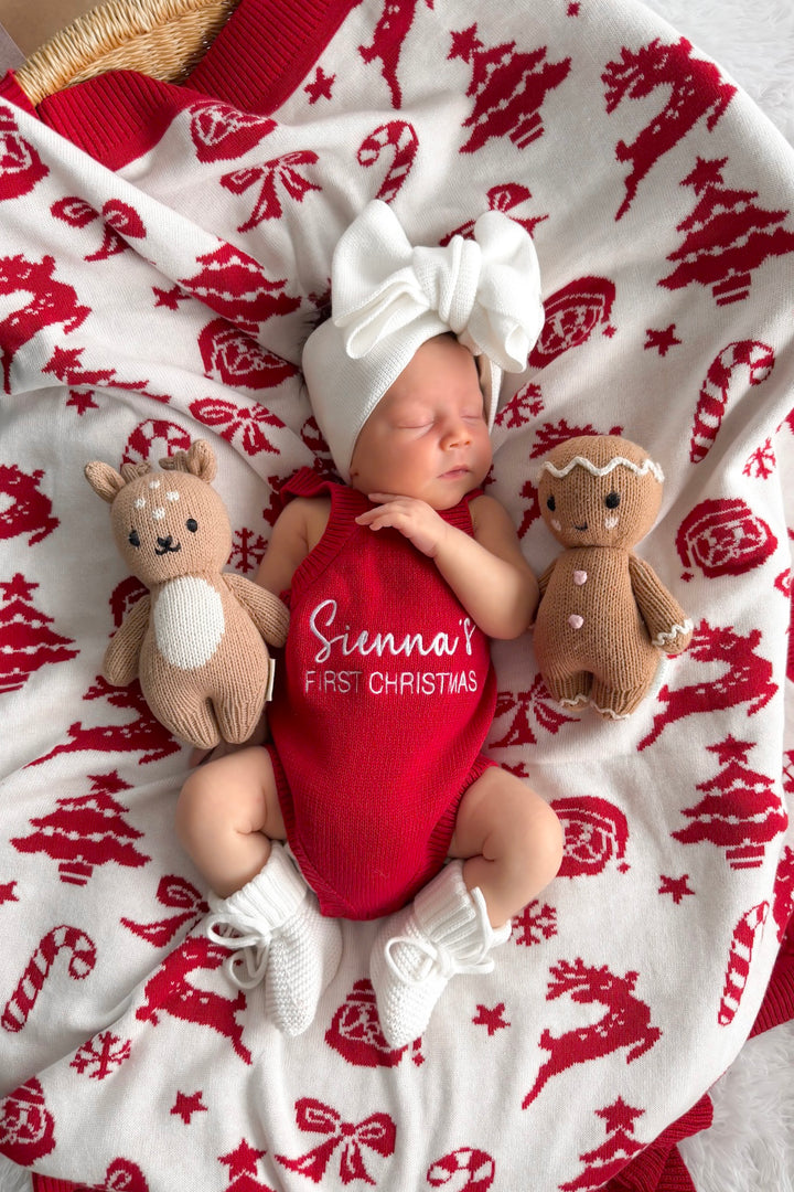 Classic Knitted Romper - Red