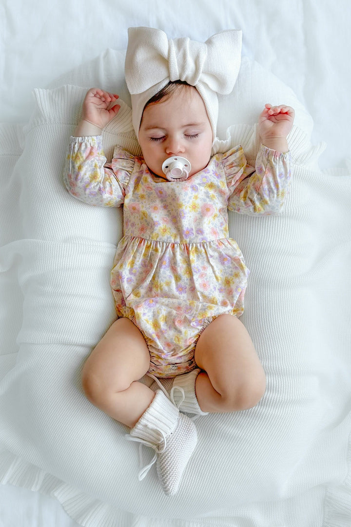 Baby girls light floral long sleeve romper