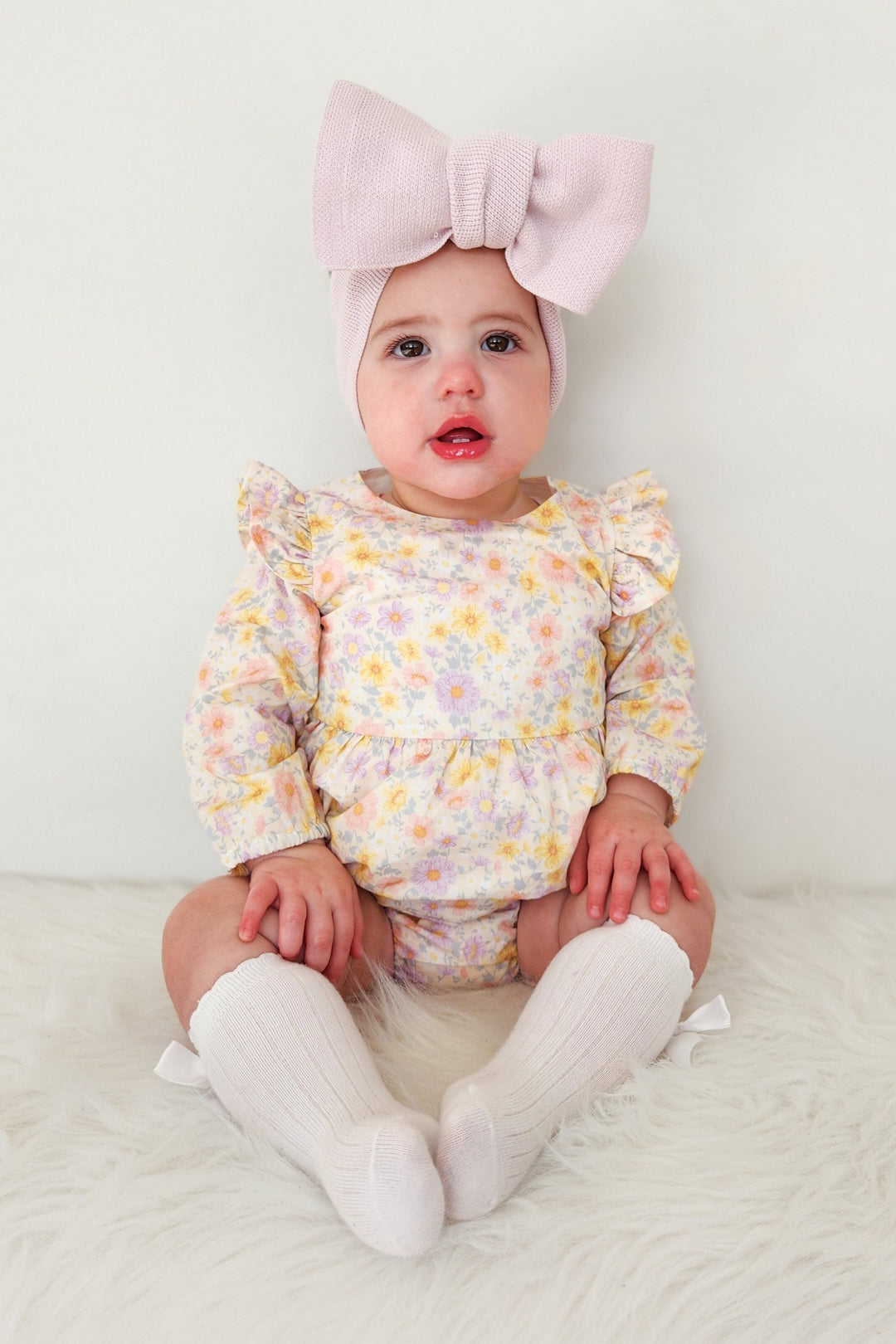 Baby girls light floral long sleeve romper