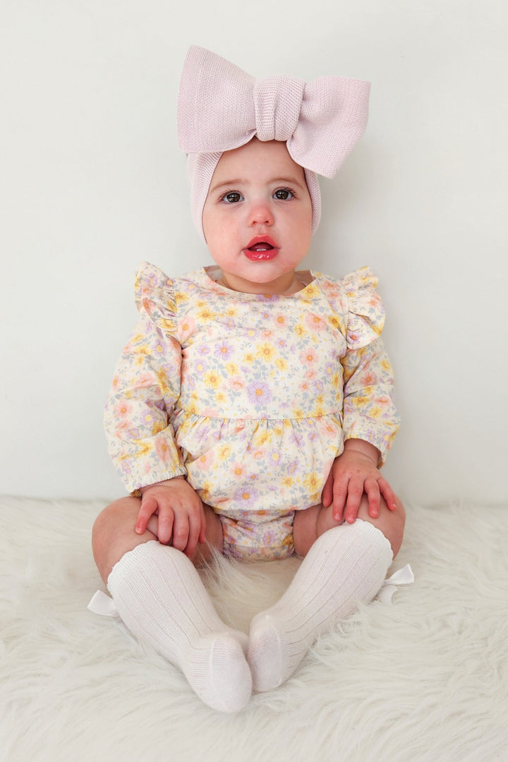 Baby girls light floral long sleeve romper