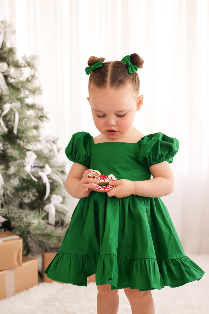 Puff Sleeve Dress -Green