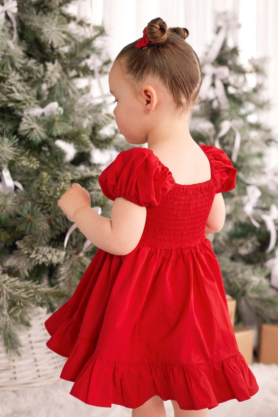 Puff Sleeve Dress - Red