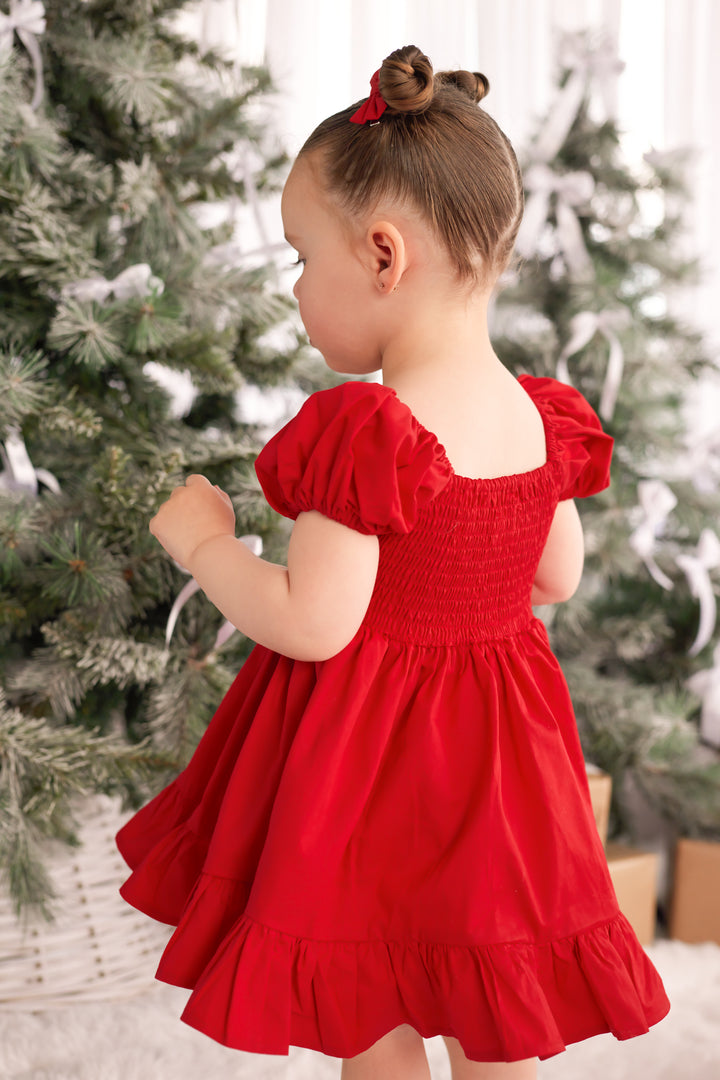 Puff Sleeve Dress - Red