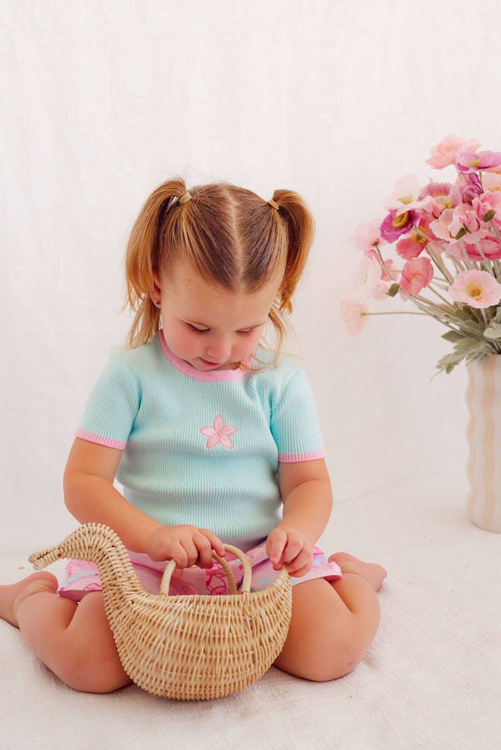 Classic Ribbed Tee - Aqua