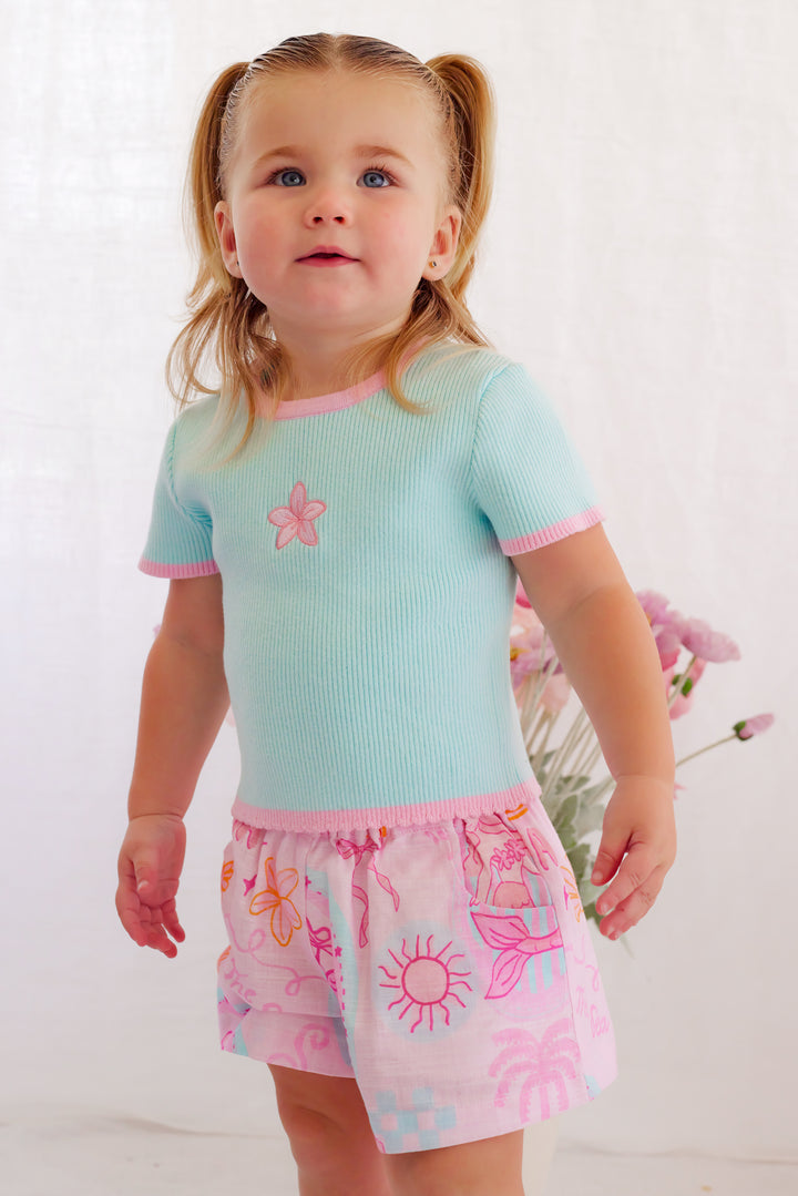 Classic Ribbed Tee - Aqua