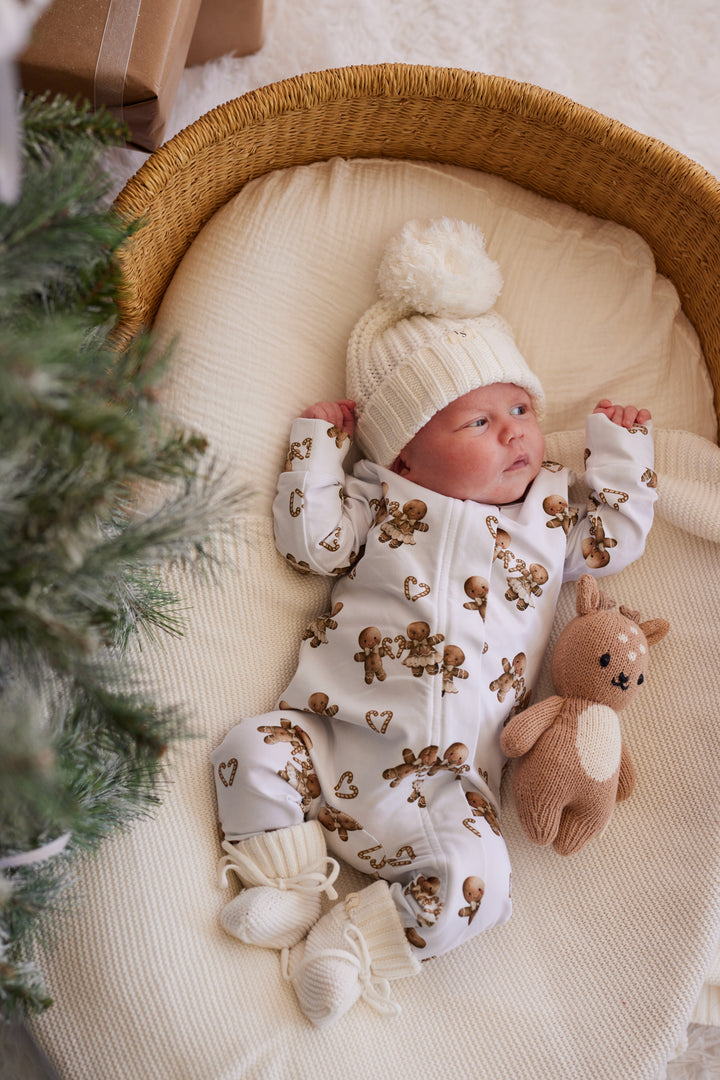 LS Zip Romper - Gingerbread