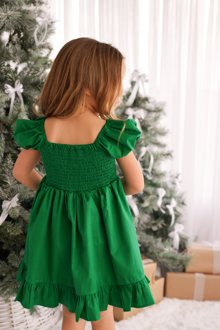 Puff Sleeve Dress -Green