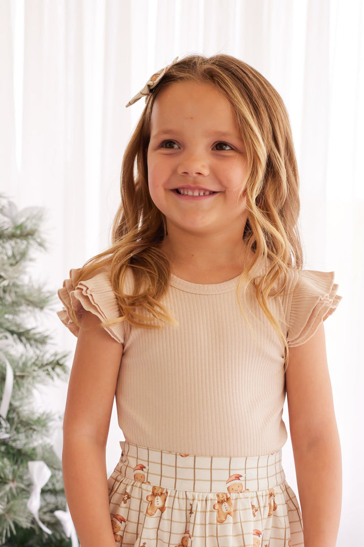 Cozy Short Sleeve Flutter - Oatmeal