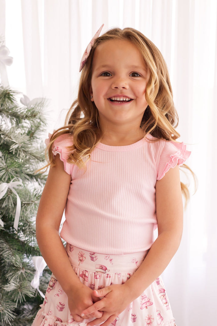 Cozy Short Sleeve Flutter - Petal Pink