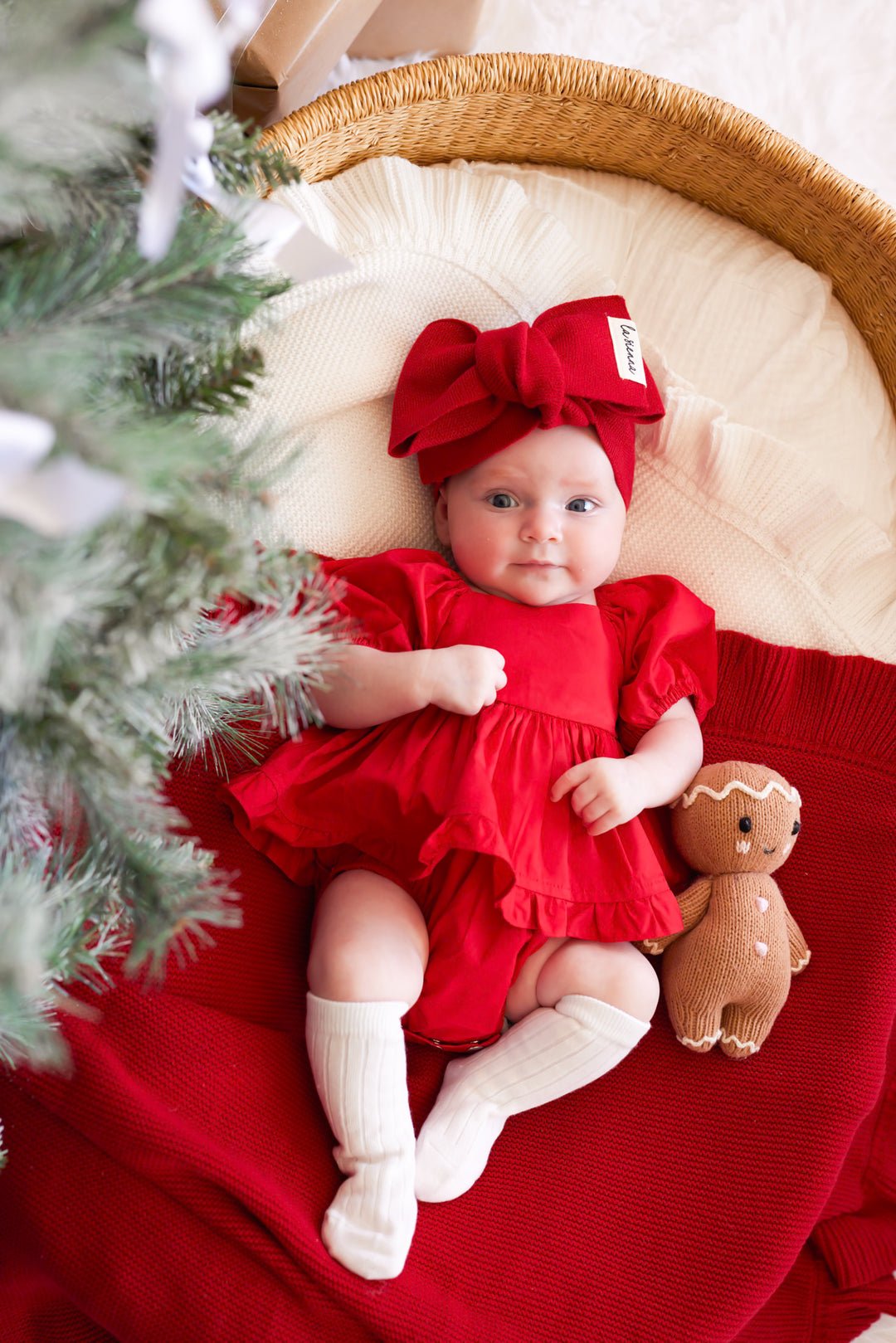 Puff Sleeve Romper - Red