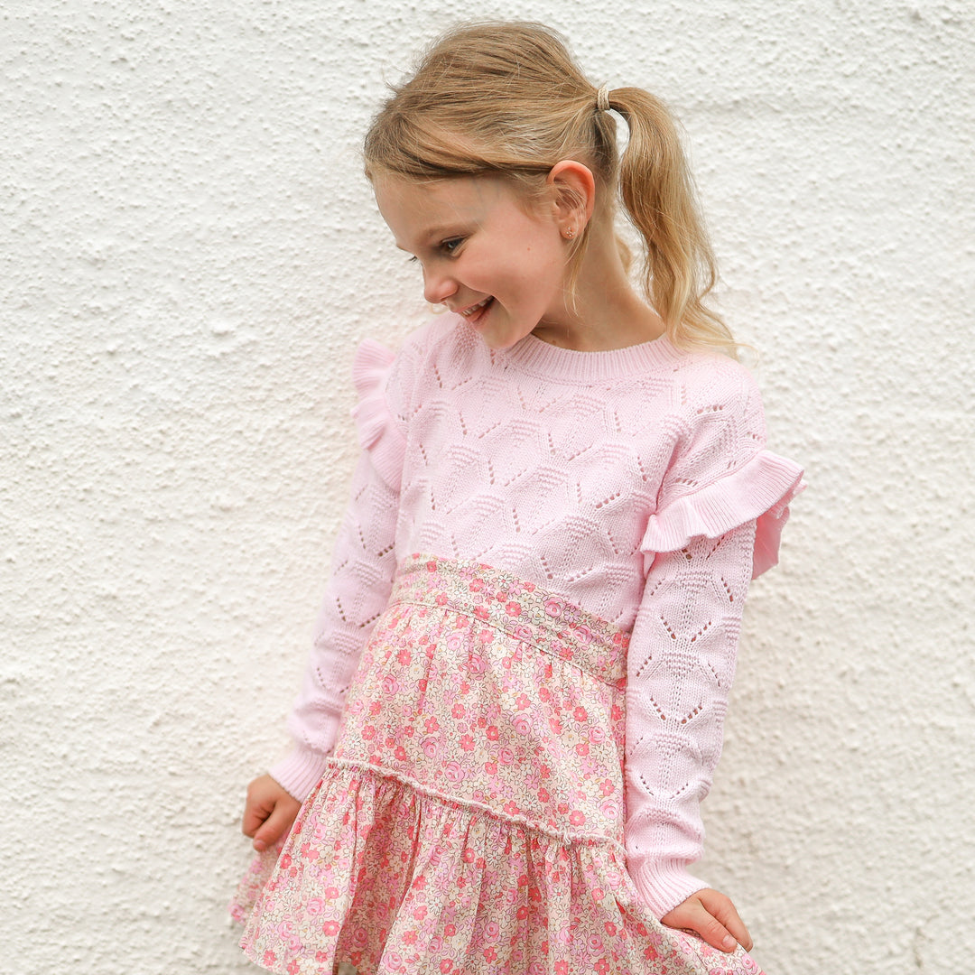 girls long sleeve pink knit top