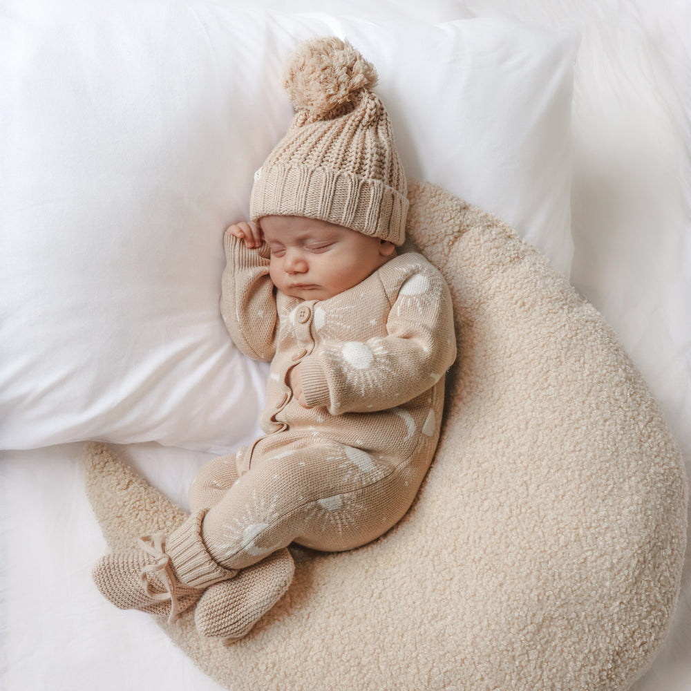 Baby kids oat super chunky knitted beanie