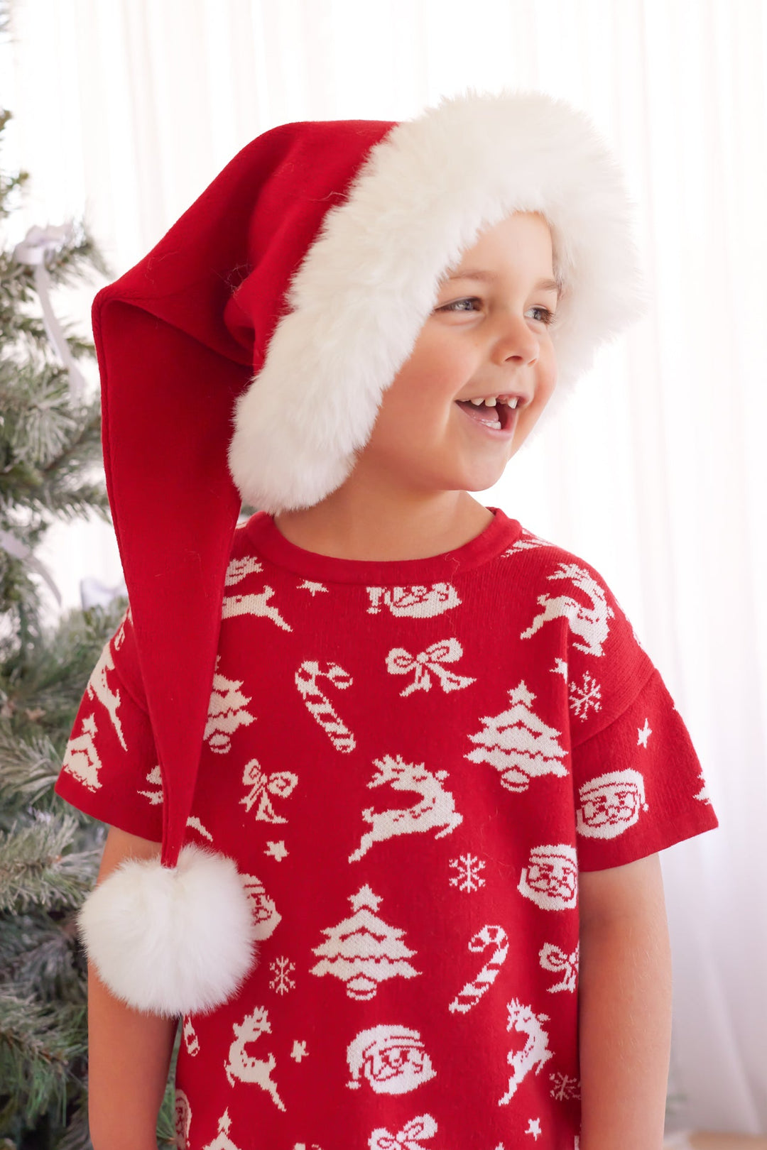 Knitted Santa Hat - Red