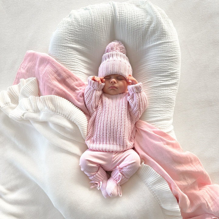 Baby pink knitted beanie