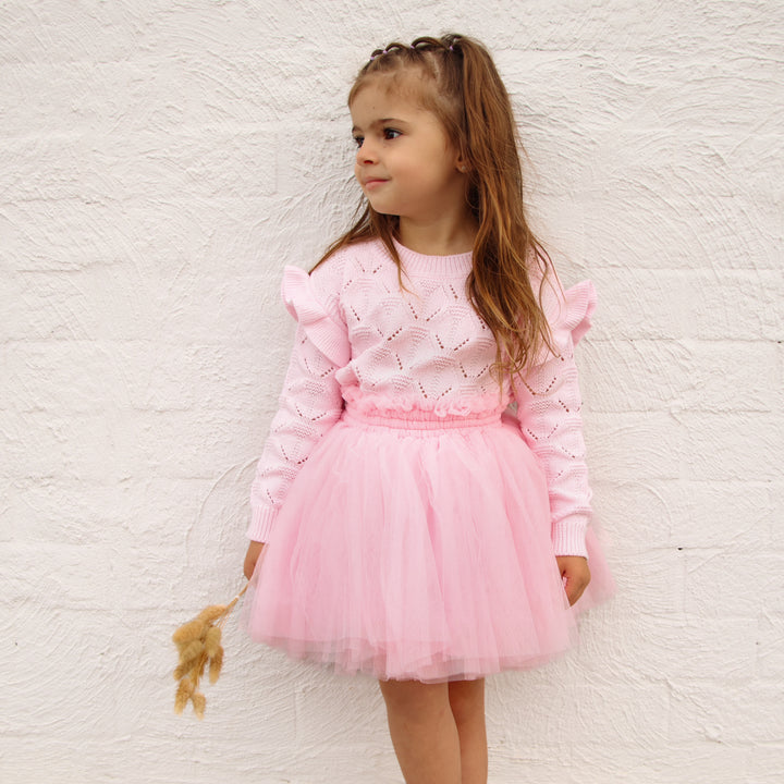 girls long sleeve pink knit top