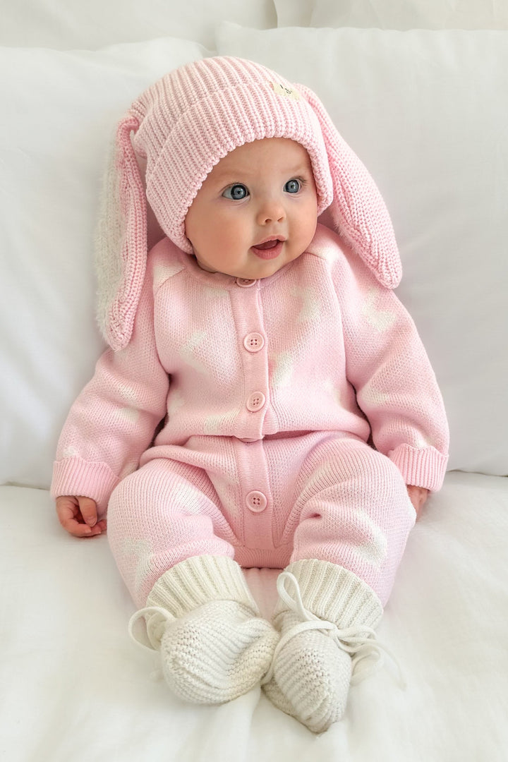 Knitted Louie Romper - Little Bunny Ballerina Pink