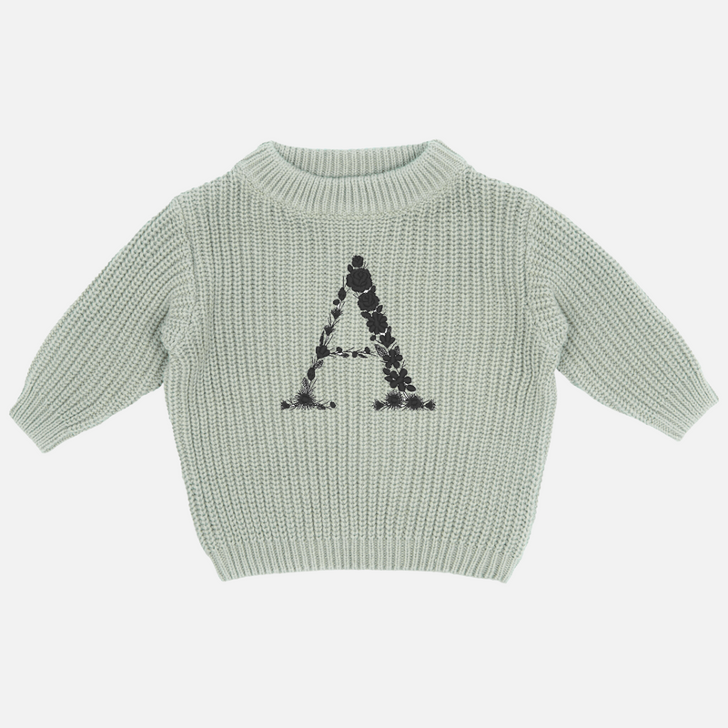 Embroidered Chunky Knit - Basil