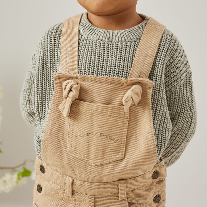 Toddler oatmeal overalls