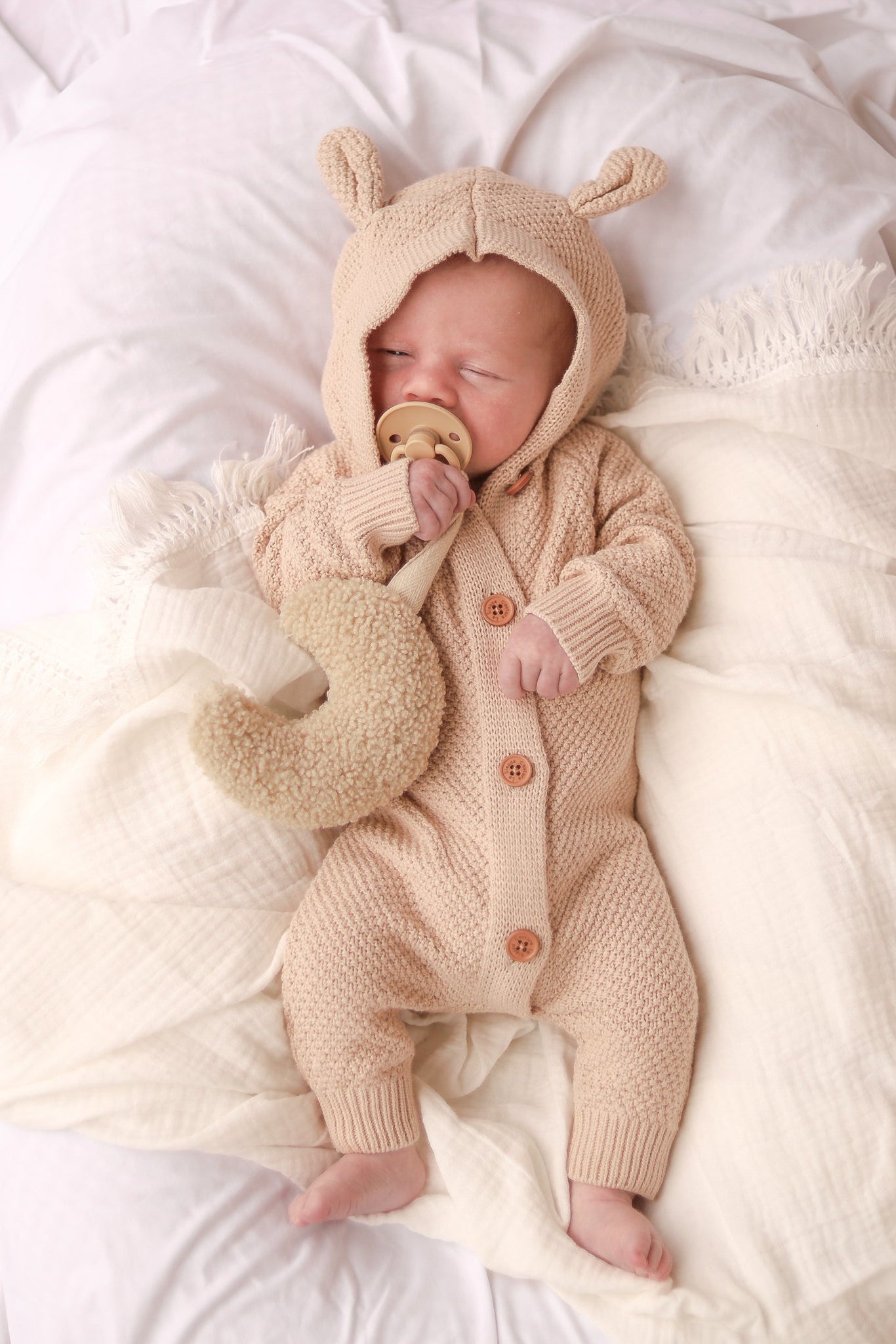 Bear Knitted Romper - Oatmeal – La Sienna Couture