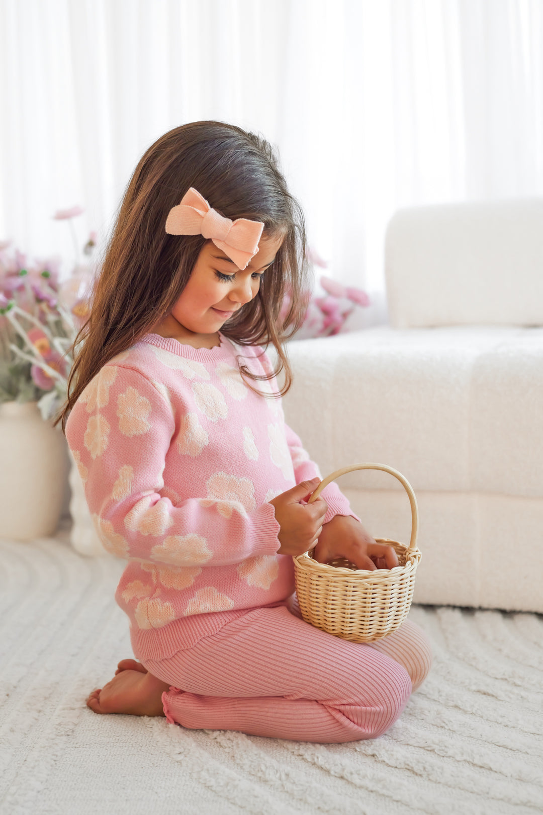Knitted Mini Bows - Peach