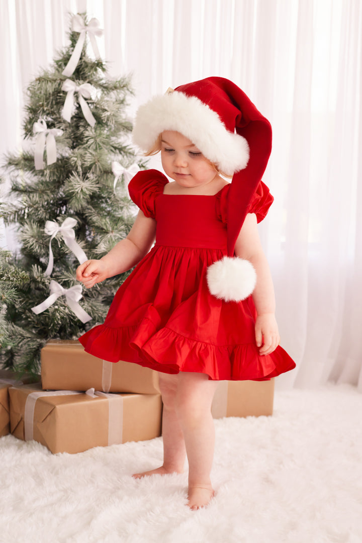 Puff Sleeve Dress - Red