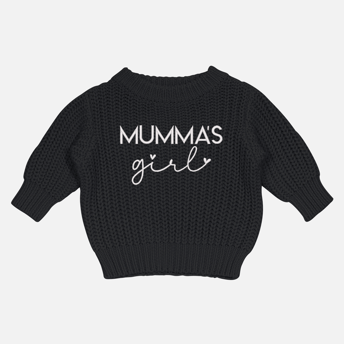 Embroidered Mother's Day Super Chunky Knit - Black