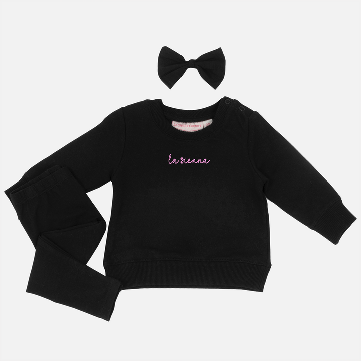 La Sienna Logo Crew Neck and Leggings Set - Black