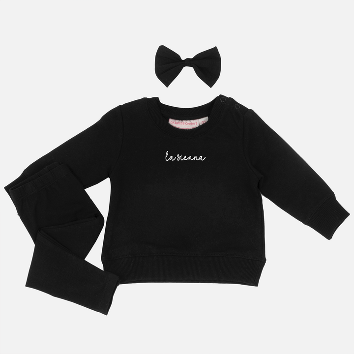 La Sienna Logo Crew Neck and Leggings Set - Black