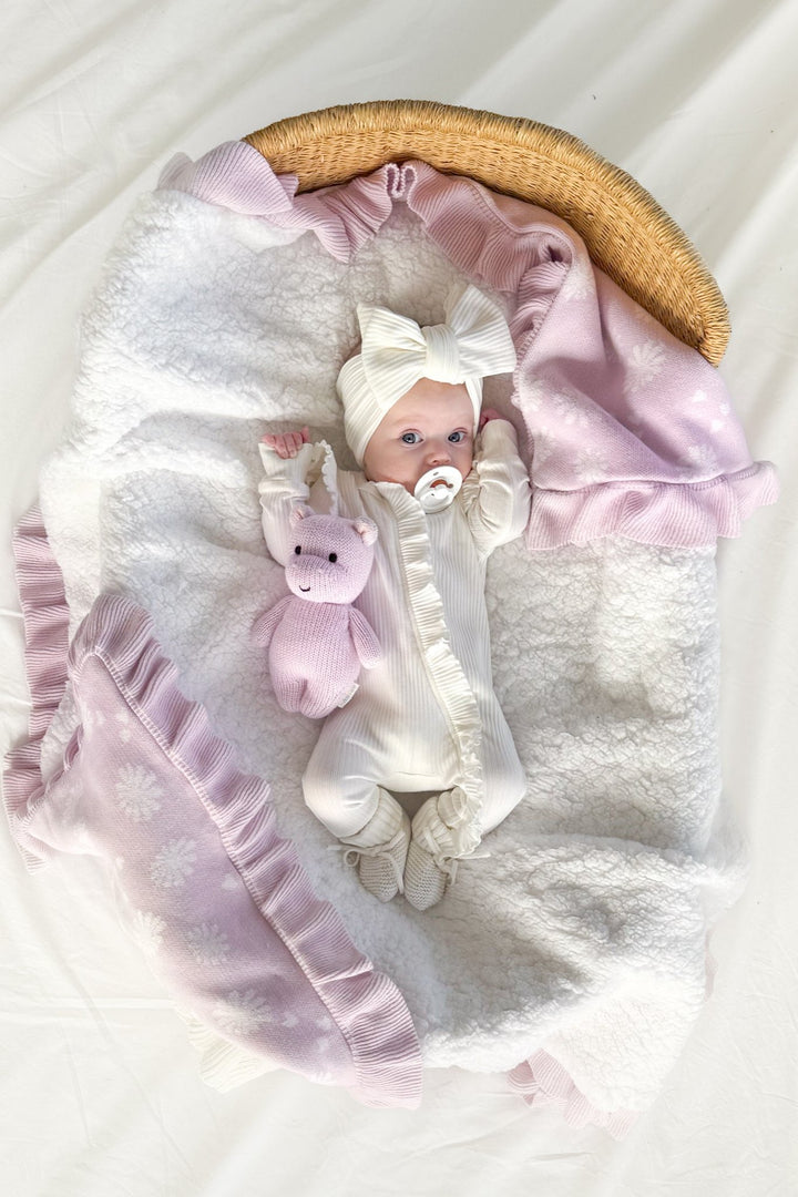 Knitted Sherpa Blanket - Blossom