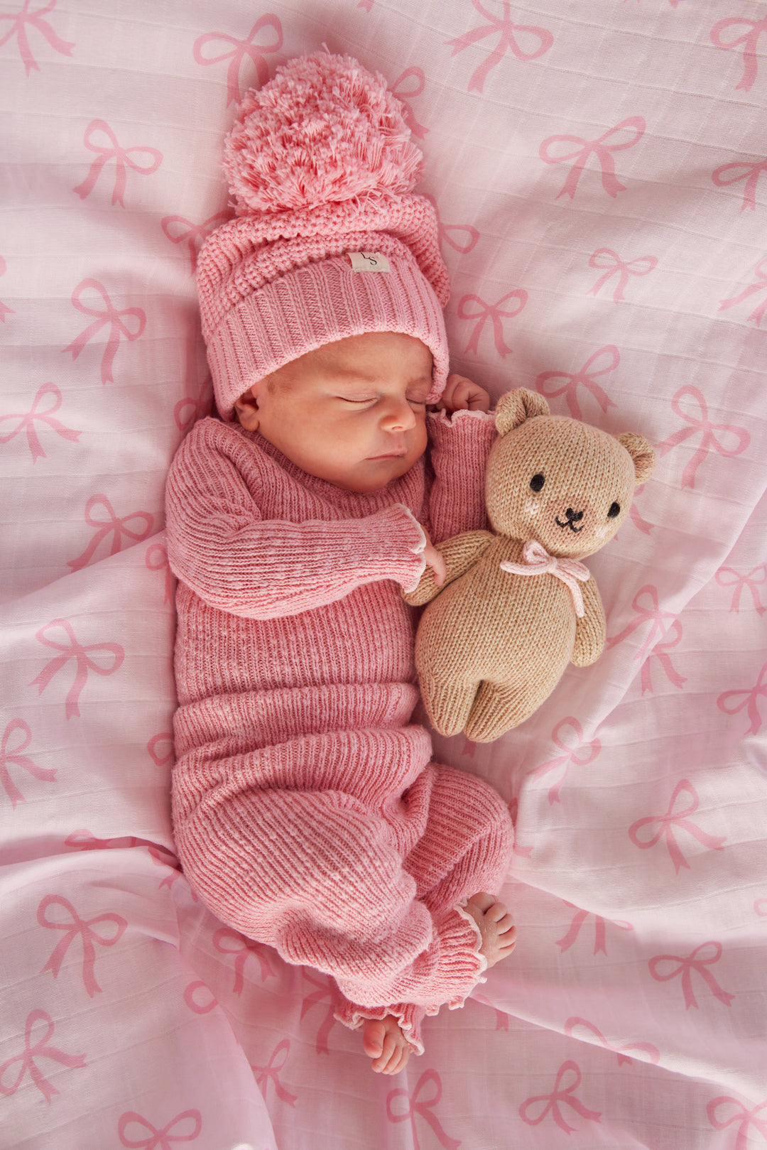 Muslin Ruffle Wrap - Pink + Bows