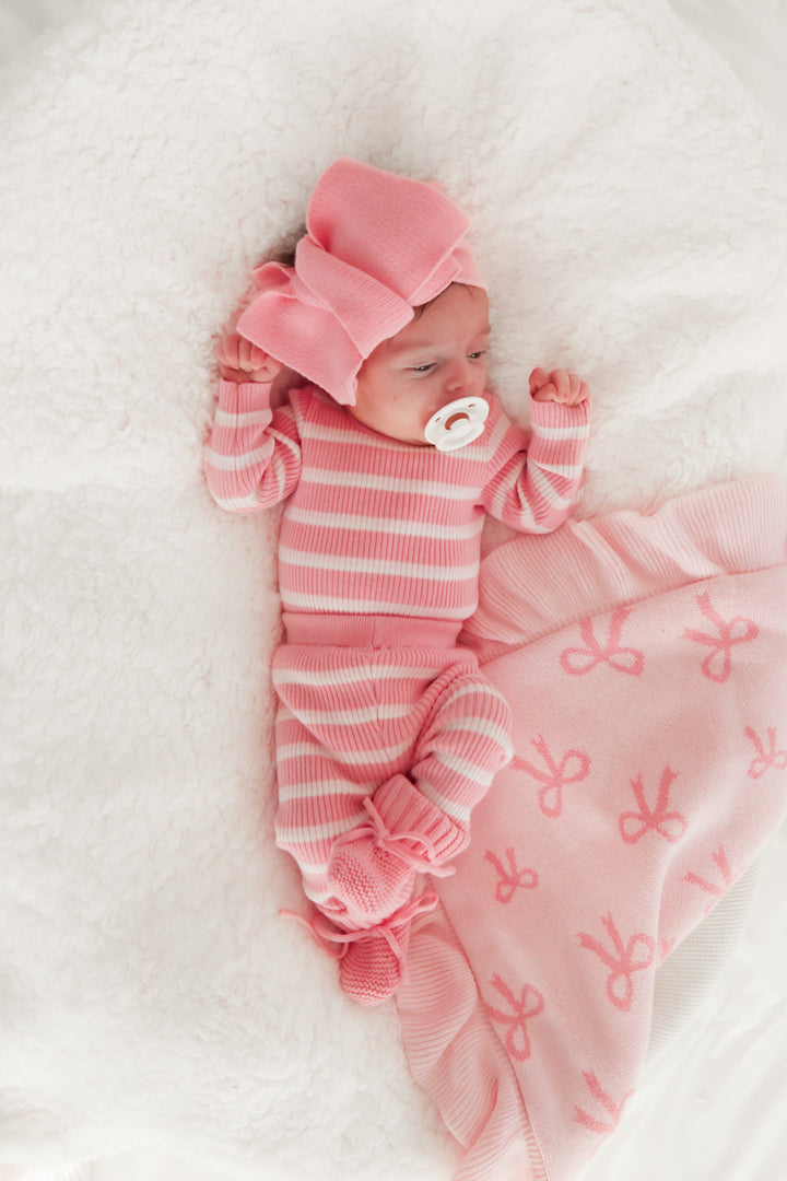 Knitted Leggings - Blush Striped