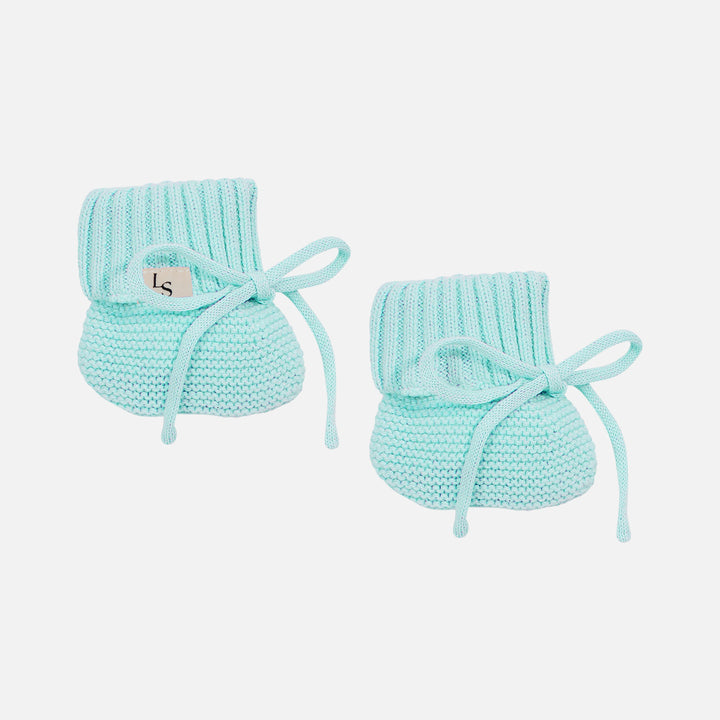 Knitted Booties - Aqua
