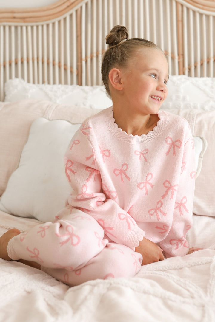 Knitted Pants - Pink Bows
