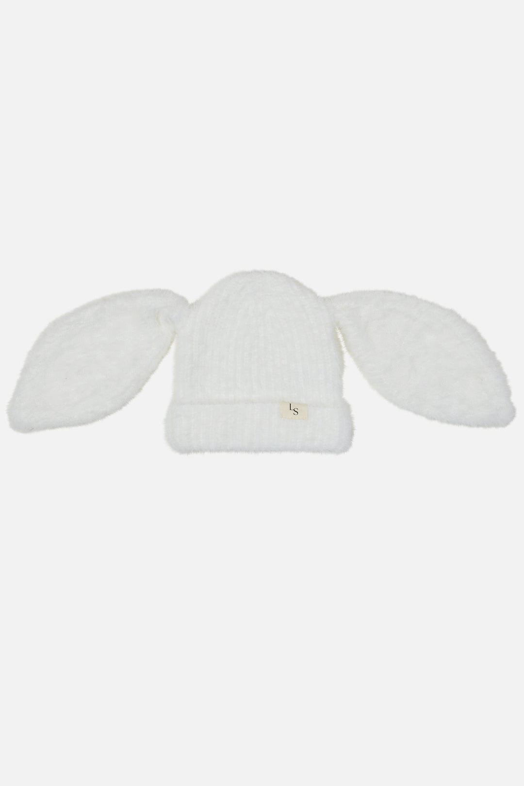 Bunny Fluffy Knitted Beanie - Marshmallow