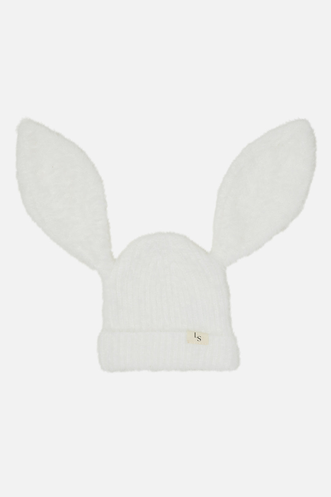 Bunny Fluffy Knitted Beanie - Marshmallow