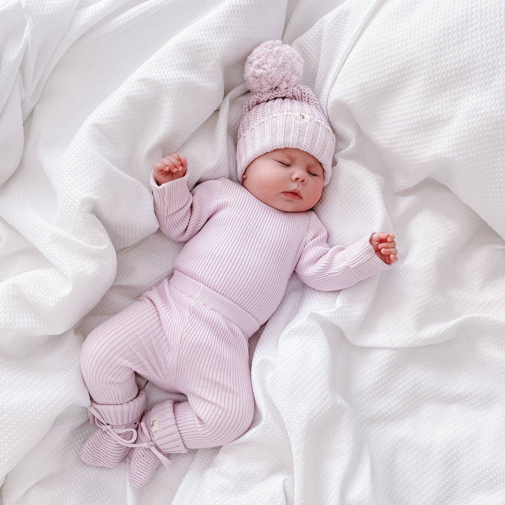 baby girls lilac knitted leggings