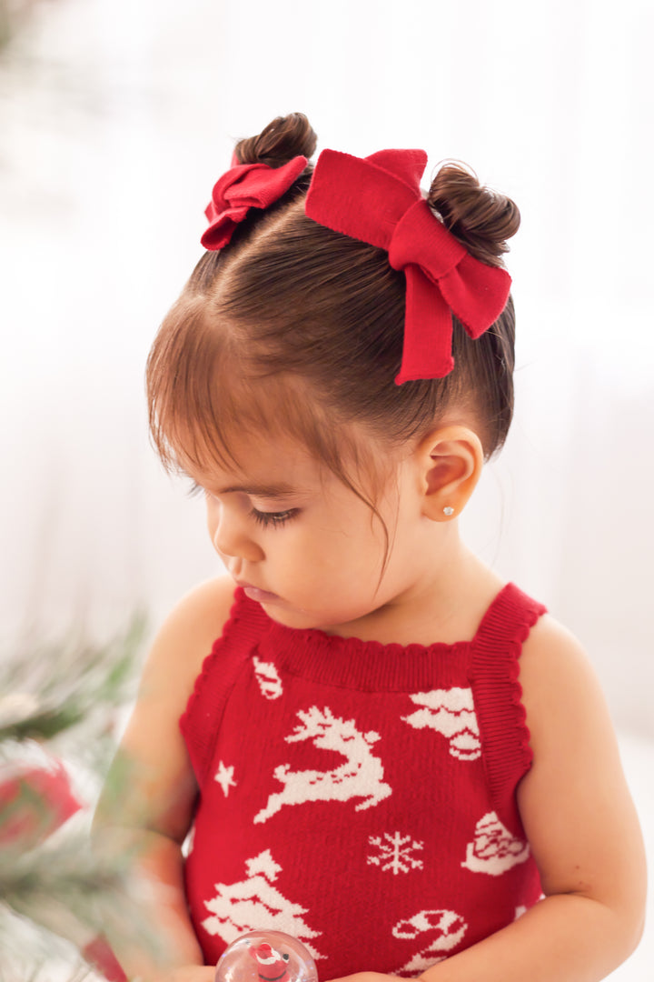 Knitted Mini Bows - Red