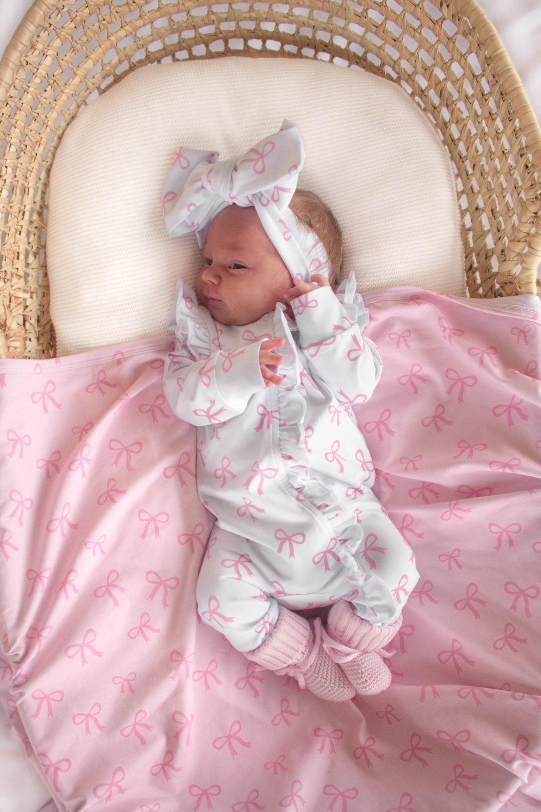 Frill Zip Romper - White Bows