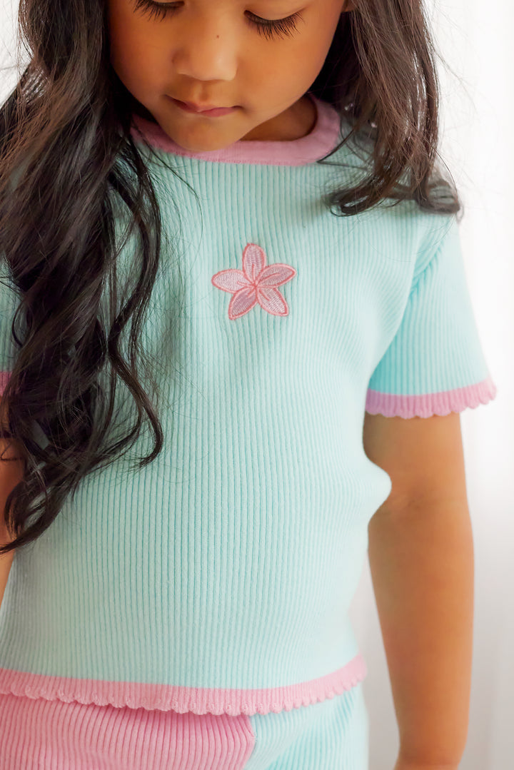 Classic Ribbed Tee - Aqua