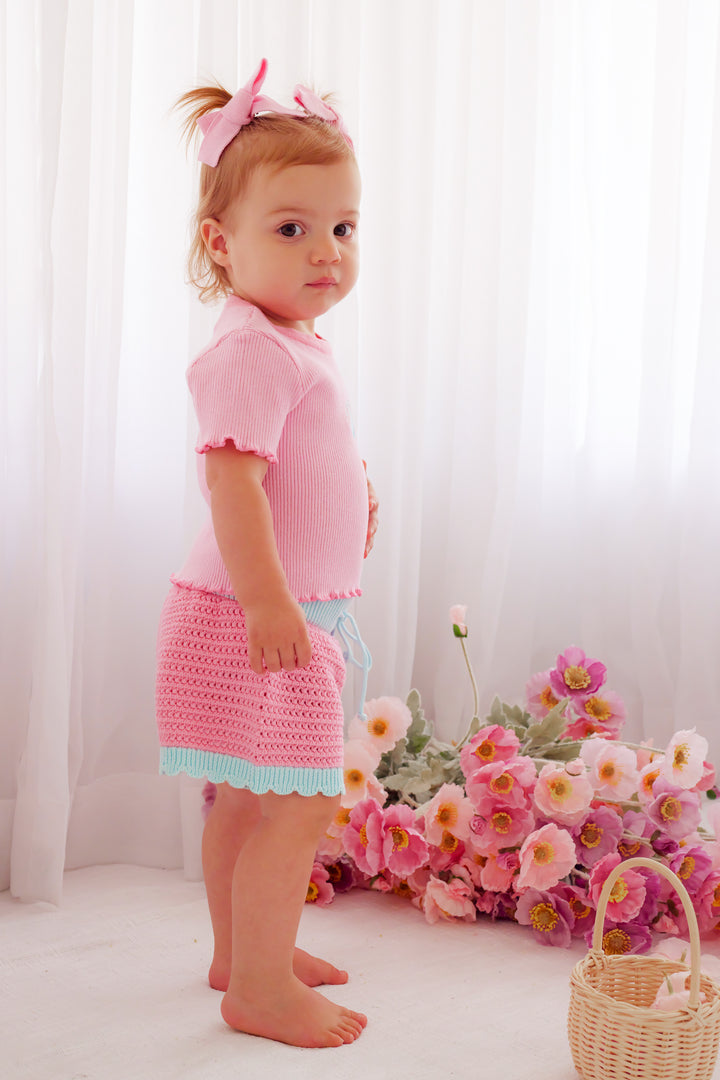 Crochet Shorts - Pink Sorbet