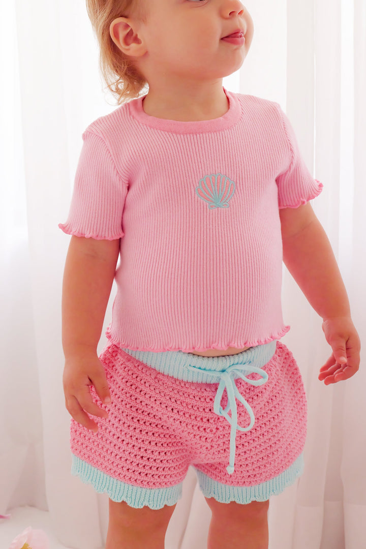 Crochet Shorts - Pink Sorbet