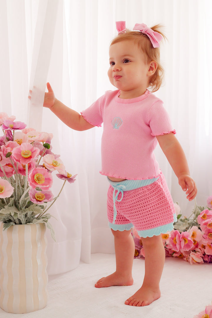 Crochet Shorts - Pink Sorbet