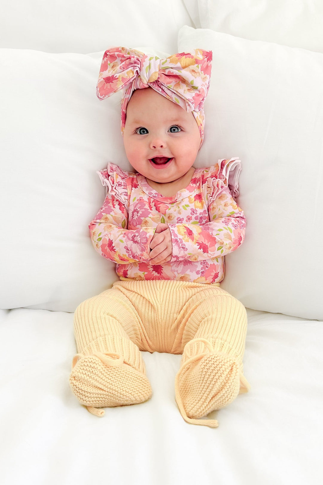 Floral Long Sleeve Flutter - Capri