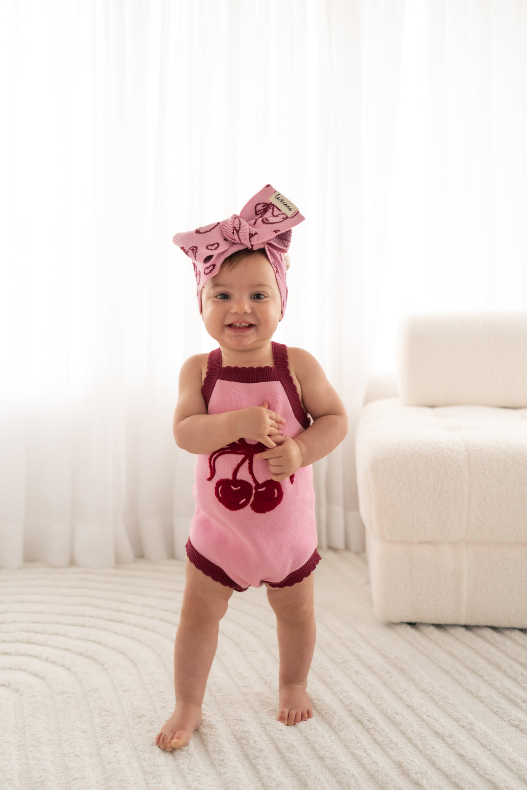 Classic Knitted Romper - Cherries