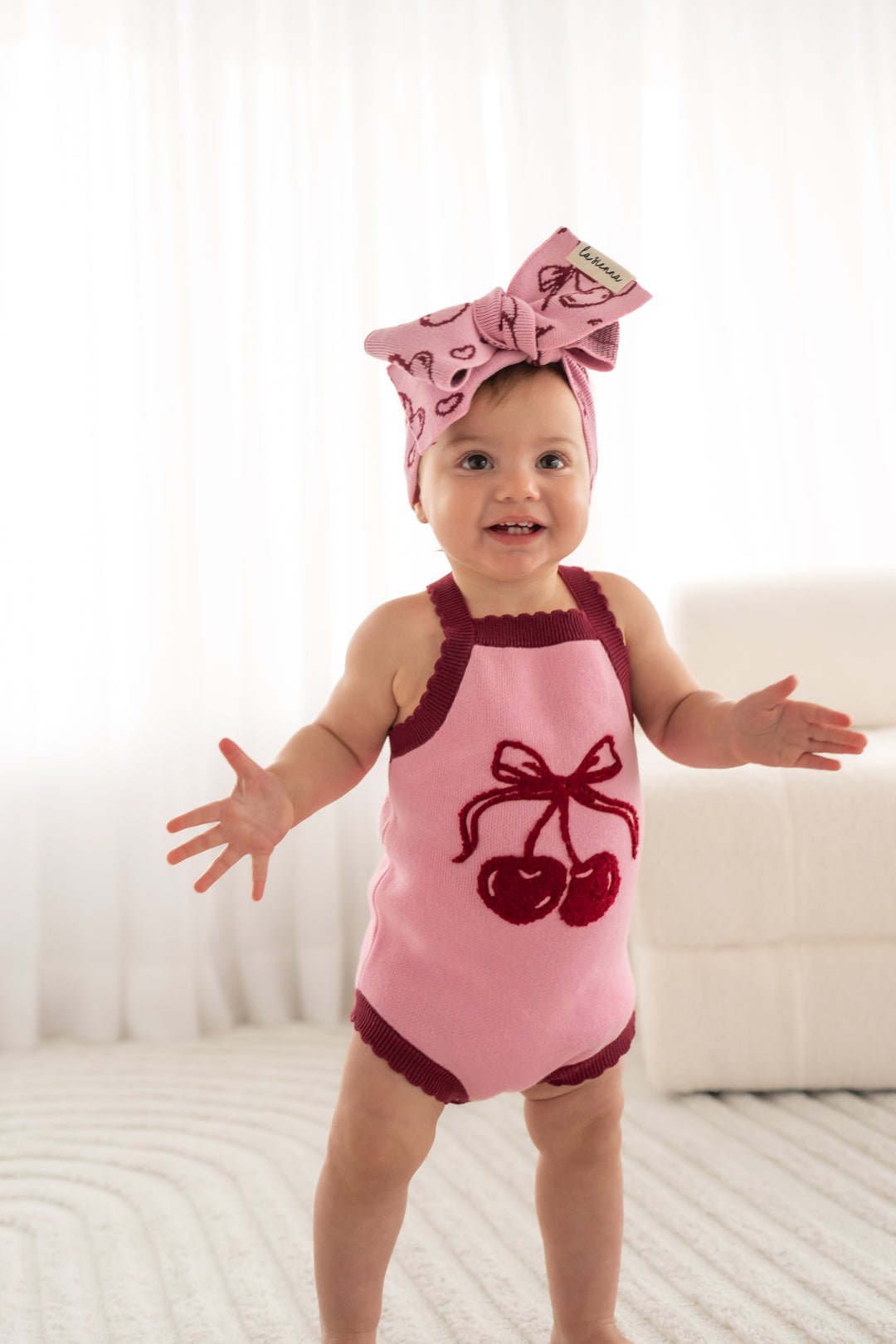 Classic Knitted Romper - Cherries