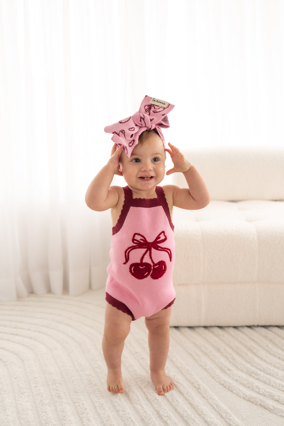 Classic Knitted Romper - Cherries