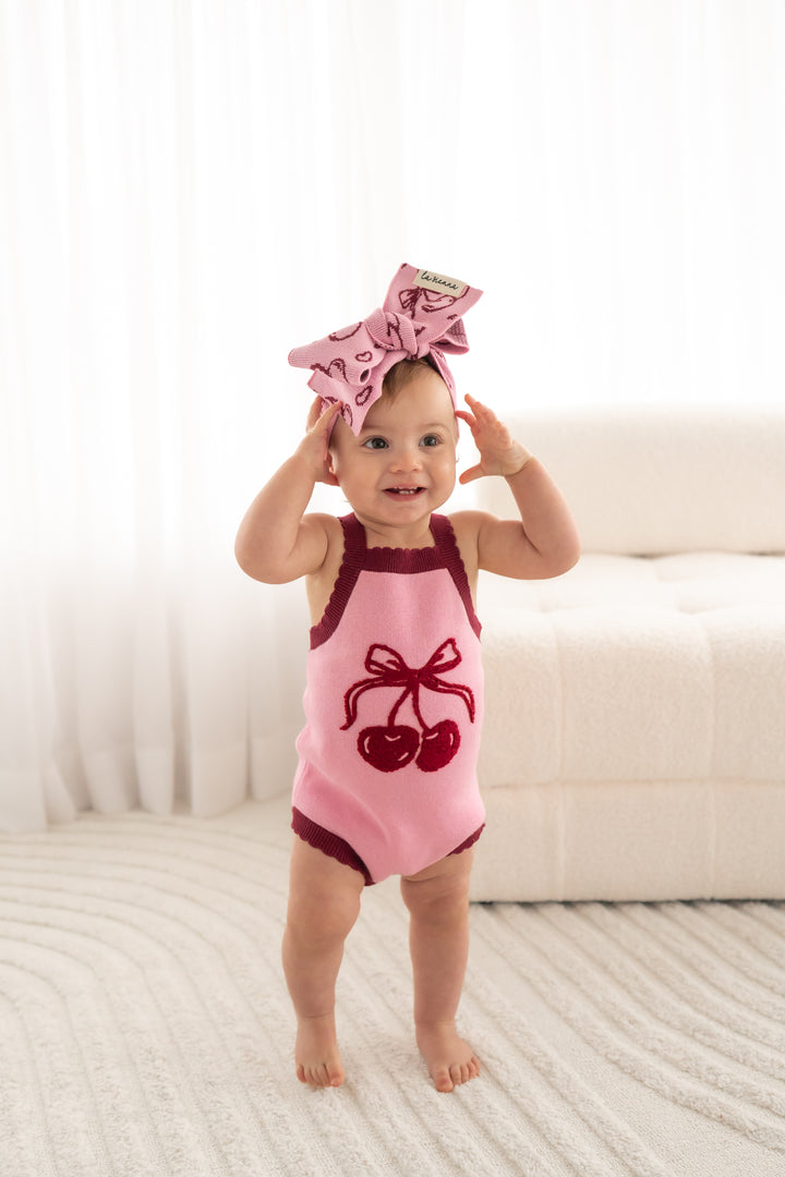 Classic Knitted Romper - Cherries