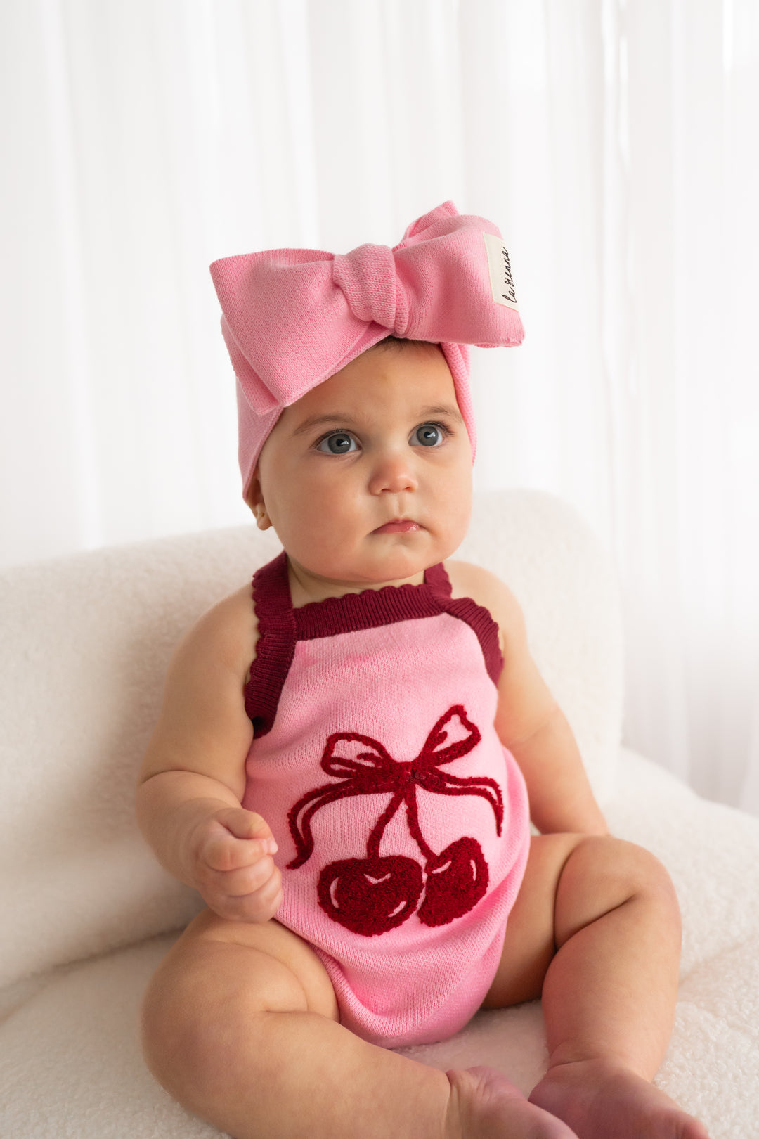 Classic Knitted Romper - Cherries