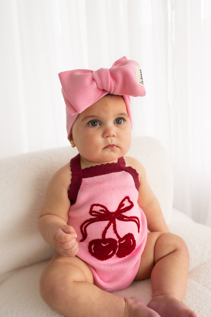 Classic Knitted Romper - Cherries