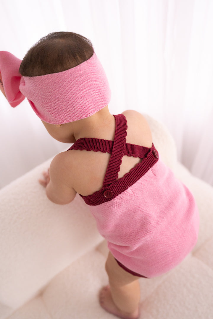 Classic Knitted Romper - Cherries